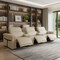 Homeroots 126" Beige Top Grain Leather Reclining Metal USB Sofa 720364 - alternate 7