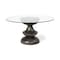 Homeroots 60" Clear And Brown Rounded Glass And Solid Manufactured Wood Pedestal Base Dining Table 380484 - alternate 1