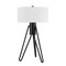 Homeroots 25" Black Metal Two Light Tripod Table Lamp With White Drum Shade 524370 - alternate 1