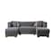 Homeroots Gray Velvet U Shaped Three Piece Sofa and Chaise Sectional With Toss Pillows 643883 - alternate 1
