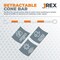 Jrex Safety Retractable Cone Bar Orange/White, 53 in to 84 in Length CBO-JR-53/84-1 - alternate 4