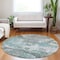 Homeroots 8' Blue And Teal Blue Round Abstract Washable Indoor Outdoor Area Rug 610440 - alternate 7