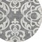 Homeroots 8' Gray And Ivory Round Damask Washable Indoor Outdoor Area Rug 614433 - alternate 5