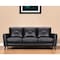 Homeroots 82" Black Leather Sofa With Brown Legs 546416 - alternate 1