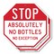 Signmission Stop Absolutely No Bottles No Excep, 10 inch X 10 inch, Aluminum Metal Signs, 2PK OC-A-2PACK-10-241 - alternate 1