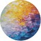 Homeroots 8' Gold Yellow And Teal Blue Round Abstract Washable Indoor Outdoor Area Rug 617355 - alternate 7