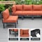 Leisuremod Chelsea 6-Piece Patio Sectional Black Aluminum With Orange Cushions CSBL-6OR - alternate 7