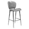 Homeroots 30" Gray And Black Faux Leather And Steel Low Back Bar Height Bar Chair 555733 - alternate 5