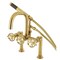 Kingston Brass 7" Center Deck-Mount Clawfoot Tub Faucet with Hand Shower, Brushed Brass AE8407RX - alternate 1