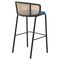 Leisuremod Ervilla Wicker Bar Stool with Fabric Seat and Black Powder Coated Steel Frame, Navy Blue, 2PK EBBL-31NBU2 - alternate 10