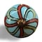 Homeroots Set of Twelve Turquoise And Red Geometric Ceramic Drawer Pull Knobs, 12PK 332351 - alternate 6
