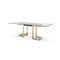 Homeroots 87" Clear And Gold Glass And Stainless Steel Double Pedestal Base Dining Table 370725 - alternate 5