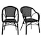 Homeroots Set of Two Black Upholstery Partially Open Back Dining Arm Chairs 653937 - alternate 8