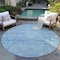 Homeroots 8' Sky Blue And Ivory Round Damask Washable Indoor Outdoor Area Rug 603361 - alternate 7