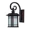Homeroots Antique Bronze Frosted Linen Glass Lantern Wall Light 398625 - alternate 1