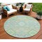 Homeroots 8' Mint Green Blue And Ivory Round Oriental Washable Indoor Outdoor Area Rug 597700 - alternate 1