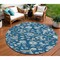 Homeroots 8' Navy Blue Ivory And Gray Round Floral Washable Indoor Outdoor Area Rug 597832 - alternate 1