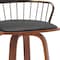 Homeroots 30" Black And Wood Brown Faux Leather Swivel Low Back Bar Height Bar Chair 534445 - alternate 7
