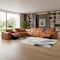 Homeroots Camel Italian Leather Power Reclining U Shaped Eight Piece Corner Sectional With Console 366355 - alternate 4