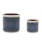 Homeroots Set of Two Blue And Beige Ceramic 1 Ounce Geometric Round Pot Planters 634283 - alternate 5