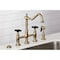 Kingston Brass Bridge Kitchen Faucet with Brass Sprayer, Antique Brass KS1273PKXBS - alternate 3