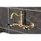 Kingston Brass Two-Handle Wall Mount Bridge Kitchen Faucet, Brushed Brass KS1267PKL - alternate 3