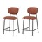 Homeroots Set of Two 26" Brown and Black Faux Leather and Metal Counter Height Bar Chairs, 2PK 716227 - alternate 5