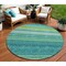 Homeroots 8' Teal Blue Lime Green And Turquoise Round Striped Washable Indoor Outdoor Area Rug 614841 - alternate 1