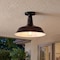 Jonathan Y Camila 14" 1-Light Classic Industrial Indoor/Outdoor Iron LED Semi Flush Mount, Black/White JYL7617B - alternate 6