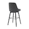 Homeroots 30" Gray and Black Faux Leather with Solid Wood Swivel Bar Height Bar Chair 534482 - alternate 4