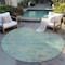 Homeroots 8' Pale Aqua And Taupe Round Abstract Washable Indoor Outdoor Area Rug 618456 - alternate 7