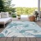 Homeroots 9' X 12' Teal Blue Aqua And Ivory Floral Washable Indoor Outdoor Area Rug 589576 - alternate 5
