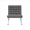 Homeroots 30" Dark Gray and Silver Faux Leather and Stainless Steel Folding Lounge Chair 684450 - alternate 1