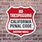 Signmission California No Trespassing Shield Sign Ca, 6 inch X 6 inch, Plastic Sign, 2PK SHI-P-2PACK-6-368 - alternate 4