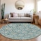 Homeroots 8' Teal Blue Gray And Gold Round Floral Washable Indoor Outdoor Area Rug 595993 - alternate 5