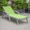 Leisuremod Marlin Patio Chaise Lounge Chair with Armrests in Grey Aluminum Frame, Green MLAGR-77G - alternate 6