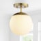 Jonathan Y Marcel Bistro 7.75" 1-Light Bohemian Farmhouse Iron/Frosted Glass LED Semi Flush Mount, Brass Gold/Wh JYL7499A - alternate 7