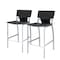 Homeroots Set of Two 25" Gray and Silver Faux Leather and Metal Low Back Counter Height Bar Chairs, 2PK 555050 - alternate 1