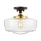 Jonathan Y Marfa 14" 1-Light Modern Farmhouse Schoolhouse Frosted Glass/Metal LED Semi Flush Mount, Oil Rubbed B JYL7517E - alternate 1