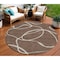 Homeroots 8' Brown And Beige Round Abstract Washable Indoor Outdoor Area Rug 597465 - alternate 1