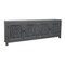Homeroots 86" Dark Gray Carved Floral Distressed Solid Wood Enclosed Storage TV Stand 558159 - alternate 11