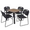 Regency Square Kee Breakroom Table W/ 4 Zeng Stack Chairs, 30 in W, 30 in L, Noble Oak TB3030NOBPBK44BK - alternate 1