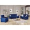 Homeroots 87" Blue Microfiber Convertible Futon Sleeper Sofa And Toss Pillows With Storage 607098 - alternate 4