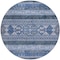 Homeroots 8' Navy Blue And Denim Blue Round Southwestern Washable Indoor Outdoor Area Rug 582832 - alternate 4