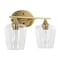 Jonathan Y Jayne 15.75" 2-Light Iron/Glass Cottage Rustic LED Vanity Light, Brass Gold JYL7546B - alternate 6