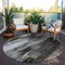 Homeroots 8' Gray And Black Round Abstract Washable Indoor Outdoor Area Rug 563606 - alternate 6