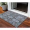 Homeroots 3' X 5' Chocolate And Aqua Damask Washable Indoor Outdoor Area Rug 603731 - alternate 1