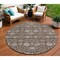 Homeroots 8' Chocolate Beige And Gray Round Floral Washable Indoor Outdoor Area Rug 605421 - alternate 1