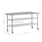 Flash Furniture Reader SS Work Table 30in. x 72in. w/1.5in. Backsplash, 2 Undershelves and 4 Casters, 2 Locking NH-WT-GU-3072BSP-CAS-GG - alternate 3
