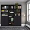 Homeroots 71" Black Five Tier Bookcase with Four Doors 546354 - alternate 7
